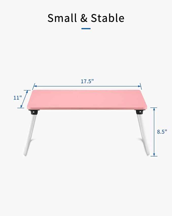 Ruxury Folding Lap Desk Laptop Stand Bed Desk Table Tray, Breakfast Serving Tray, Portable & Lightweight Mini Table for Sofa Couch Floor - - Pink