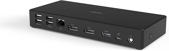 Acer USB Type-C Dock M501 | 1 x HDMI 2.0 Ports | 1 x Display Port 1.4 | 2 x USB 3.1 Gen 1 Ports | 2 x USB 2.0 Ports | Ethernet | Power Delivery – 85W | Requires One USB 3.1 Type-C on Computer
