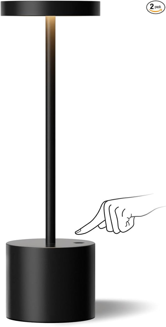Kakanuo Cordless Lamp, Rechargeable Lamp, Touch Control, 3 Color Temperature, LED Outdoor Wireless, Battery Operated Lamps, Stepless Dimmable, Black
