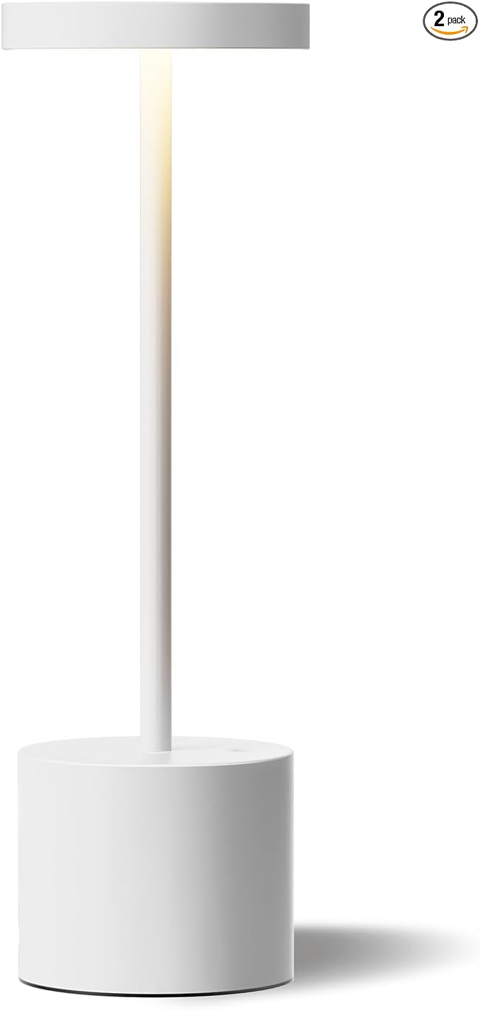 Kakanuo Cordless Lamp, Rechargeable Lamp, Touch Control, 3 Color Temperature, LED Outdoor Wireless, Battery Operated Lamps, Stepless Dimmable, White