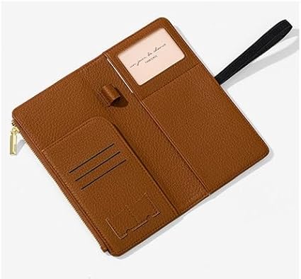 DOB SECHS Leather Passport Holder RFID Blocking Passport Wallet Case for Women, Travel Accessories Organizer Credit Cards Pouch Bag with ID Window+Zippered Cash Pocket+SIM Slots, Brown