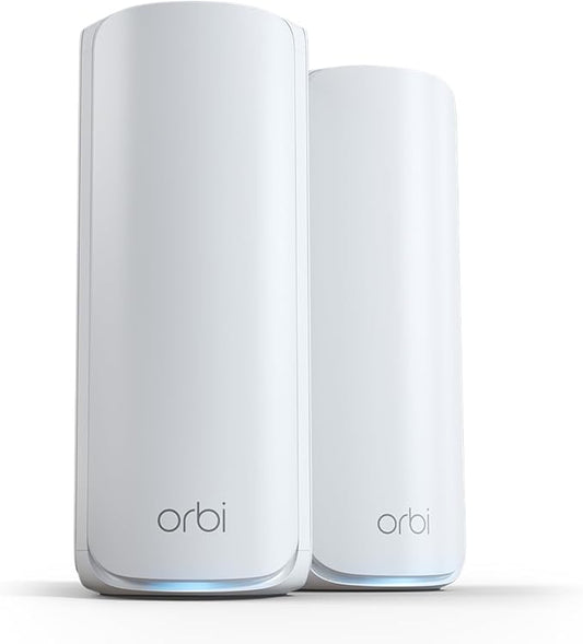 NETGEAR Orbi 770 Series Tri-Band WiFi 7 Mesh Network System (RBE772) - Router + 1 Satellite Extender, Security Features, Up to 11Gbps, Covers up to 5,500 sq.ft., 100 Devices, 2.5 Gig Internet Port
