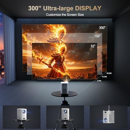 [Electric Focus] Projector with WiFi and Bluetooth, Native 1080P 15,000 Lumens 4K Supported, Agreago Outdoor Movie Projector for Home Theater UP to 300", for iOS/Android/TV Stick/HDMI/USB