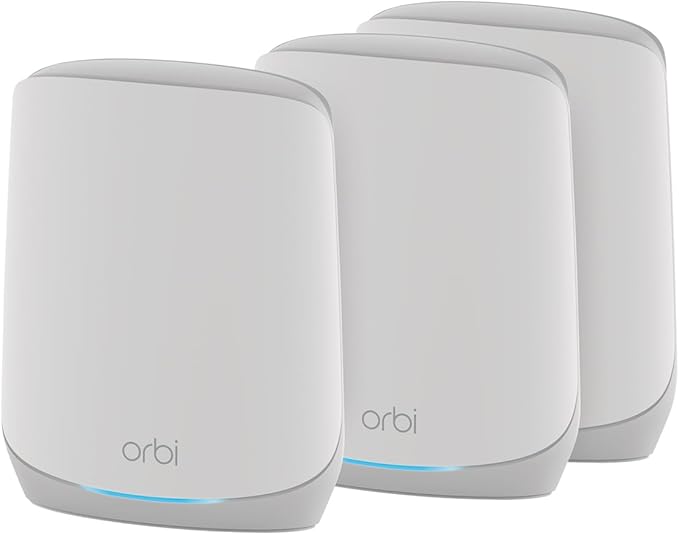 NETGEAR Orbi Whole Home Tri-Band WiFi 6 Mesh Network System (RBK753P) – Router with 2 Satellite Extenders – Security Features - Coverage up to 7,500 sq. ft., 75 Devices - AX5200 (Up to 5.2Gbps)