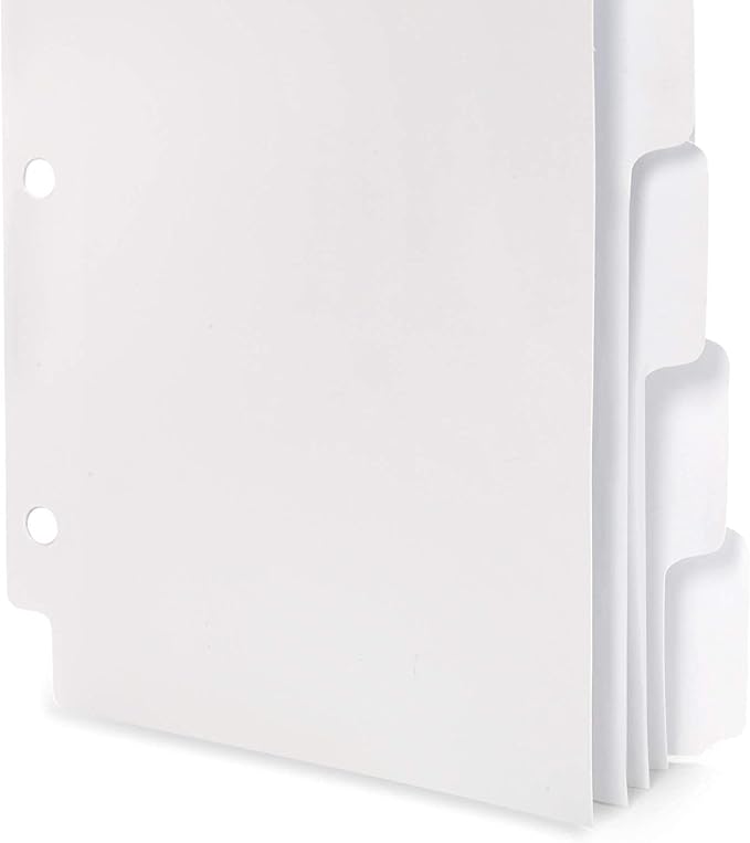 Blue Summit Supplies 5 Tab Mini Tab Dividers, White, 5 Mini Binder Dividers with 3 Hole Punch, for Notebooks and 3 Ring Binders, 5.5 x 8.5 Inches, Heavy Duty Paper, Set of 6, 30 Dividers