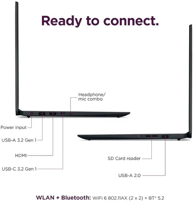 Lenovo IdeaPad 15.6" HD Anti-Glare w/ 1 Year Microsoft 365, 20GB RAM, 384GB SSD, Windows 11 Home, WiFi 6, HDMI, USB-C, Intel Processor, SD Card Reader, Up to 9.5 Hours Battery Life, w/WOWPC USB