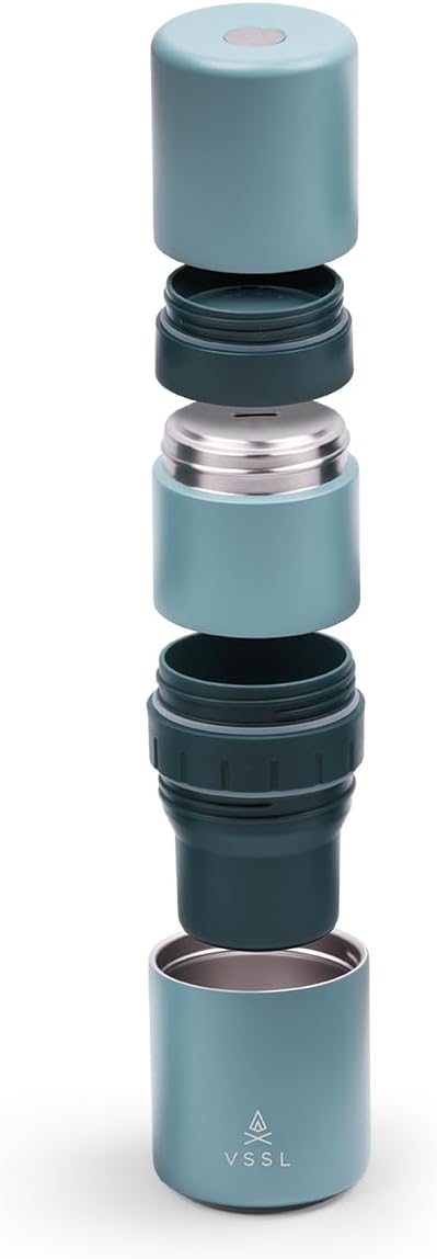 Nest Pour Over Coffee Kit | Coffee Maker for Camping | All-In-One Travel Pour Over | Transportable Dripper, Two 10oz Stainless Steel Travel Mugs | Compact Storage & Adventure Ready | Everglade