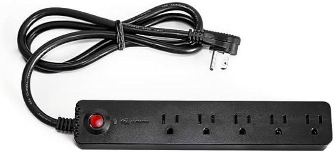 Clamper Power Strip 5-Outlet 4ft Extension Cord, Short Circuit Protection, Surge Protector 1800 Joules, 1875W, for TV, PC, Xbox, PS5 and Other Appliances, Home and Office, iCLAMPER Power 5 Black