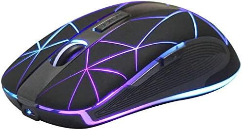 Rii RM200 2.4G Wireless Mouse with USB Nano Receiver, 5 Buttons Rechargeable Mouse,Colorful Backlit RGB Gaming Mouse for Notebook,PC,Computer-Black