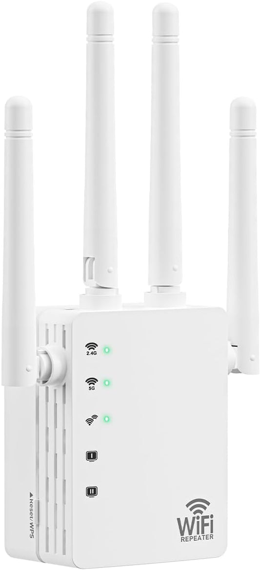 1200Mbps WiFi Extender Signal Booster - Covers Up to 11880 Sq.ft & 100 Devices, Dual Band 5GHz/2.4GHz - WiFi Extenders Signal Booster for Home, WiFfi Repeater, Internet Extender, WiFi Booster