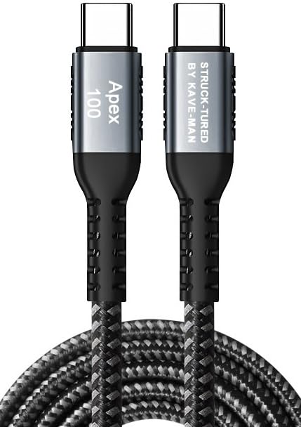 100W USB C to USB C Fast Charging Cable | PD 3.0 C to C Charger Cord with E-Marker Chip | Durable Nylon Braided 6 ft | Kave-Series Apex 100
