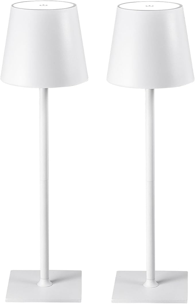 2 Pack Cordless Table Lamps, 3 Colors Stepless Dimming, 5000mAh Rechargeable Battery LED Desk Lamp for Bedroom/Couple Dinner/Desk/Cafe/Dining Room/Terrace