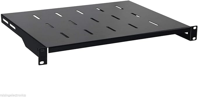 RAISING ELECTRONICS 1U Black Flexible 14inch (350mm) deep Cantilever Server Shelf Vented Rack Mount 19inch