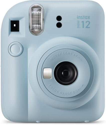 Fujifilm Instax Mini 12 Instant Camera Pastel Blue Bundle with Fuji Instax Mini Film Value Pack (20 Sheets) + Protective Carrying Case + Photo Album + Microfiber Cleaning Cloth