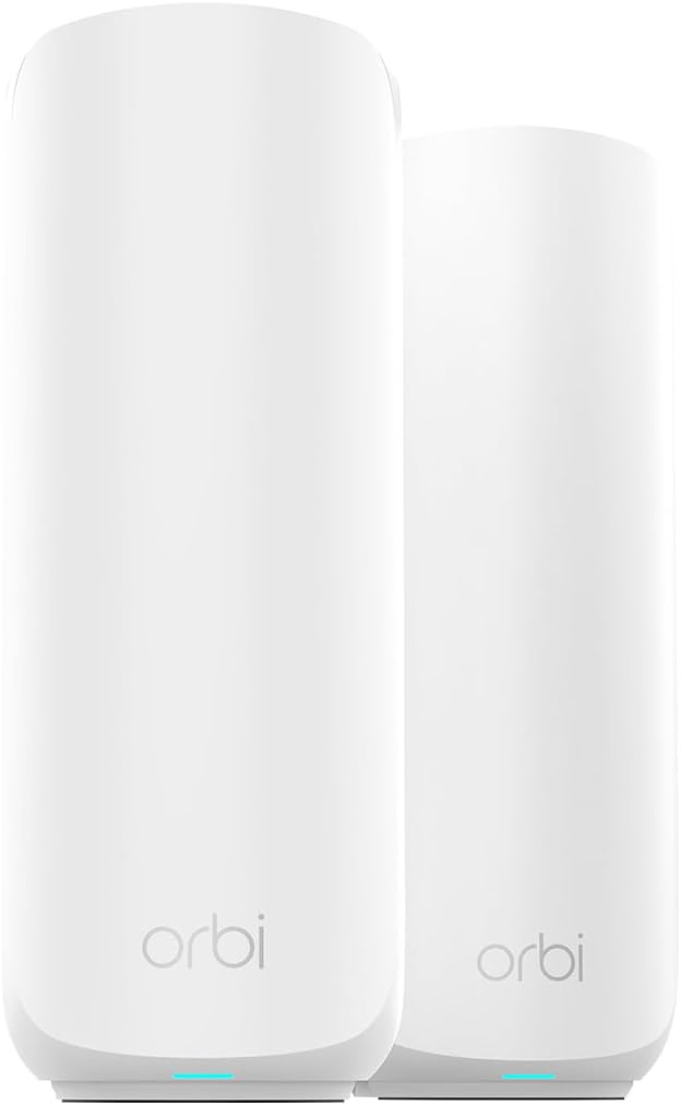NETGEAR Orbi 370 Series Dual-Band WiFi 7 Mesh Network System for Home (RBE372) – Wireless Router + 1 Extender, Security Features, 5 Gbps, Covers 4,000 sq.ft., 70 Devices, 2.5GB Internet Port, BE5000