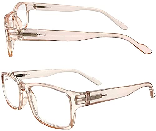 Readerest 2.25 Blue Light Reading Glasses - Lightweight Computer Glasses - Eye Strain, UV Glare Protection (Peach+Clear)