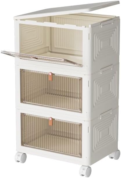 23Qt Plastic Storage Bins with Lids 3 Tier, Stackable for Storage, Boxes Lids, Containers, Multifunctional Folding Bedroom, Living Room, Study, Toy White