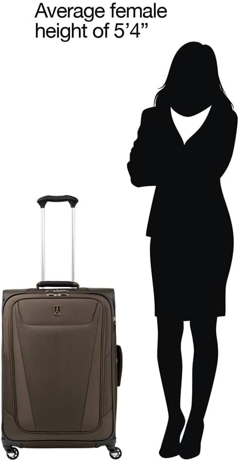 Travelpro Maxlite 5 Softside Expandable Checked Luggage with 4 Spinner Wheels, Lightweight Suitcase, Men and Women, Mocha, Checked Medium 25-Inch