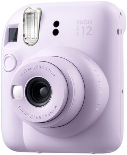 Fujifilm Instax Mini 12 Instant Camera Lilac Purple Bundle with Fuji Instax Mini Film Value Pack (60 Sheets) + Protective Carrying Case + Photo Album + Microfiber Cleaning Cloth