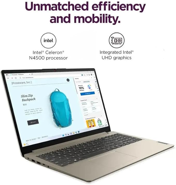 Lenovo 15.6" HD IdeaPad Anti-Glare Coating + 1 Year Microsoft 365, 36GB RAM, 1.1TB SSD, Windows 11 Pro, WiFi 6, HDMI, USB-C, Intel Processor, SD Card Reader, Up to 9.5 Hours Battery Life, w/WOWPC USB