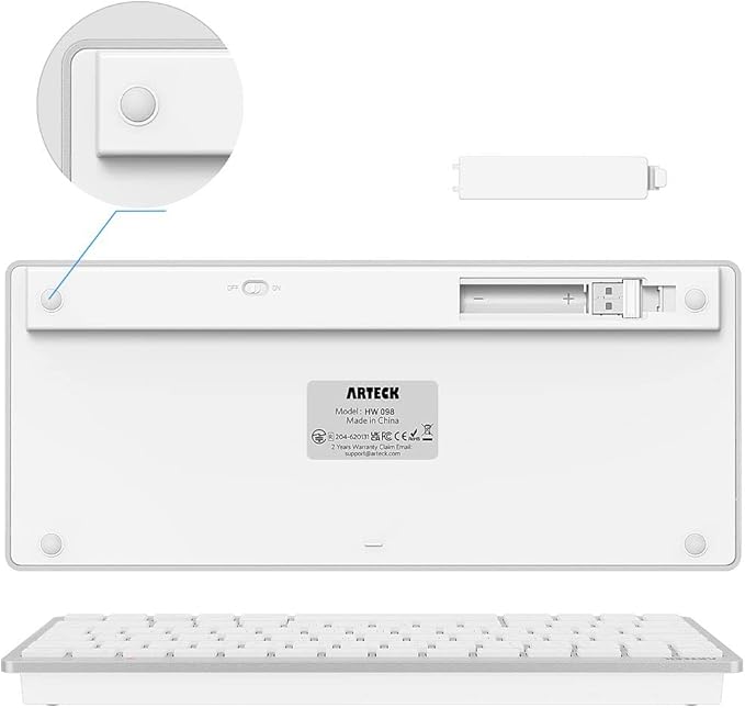 Arteck 2.4G Wireless Keyboard Ultra Slim and Compact Keyboard with Media Hotkeys for Computer Desktop PC Laptop Surface Smart TV and Windows 11/10/8/7, Silver