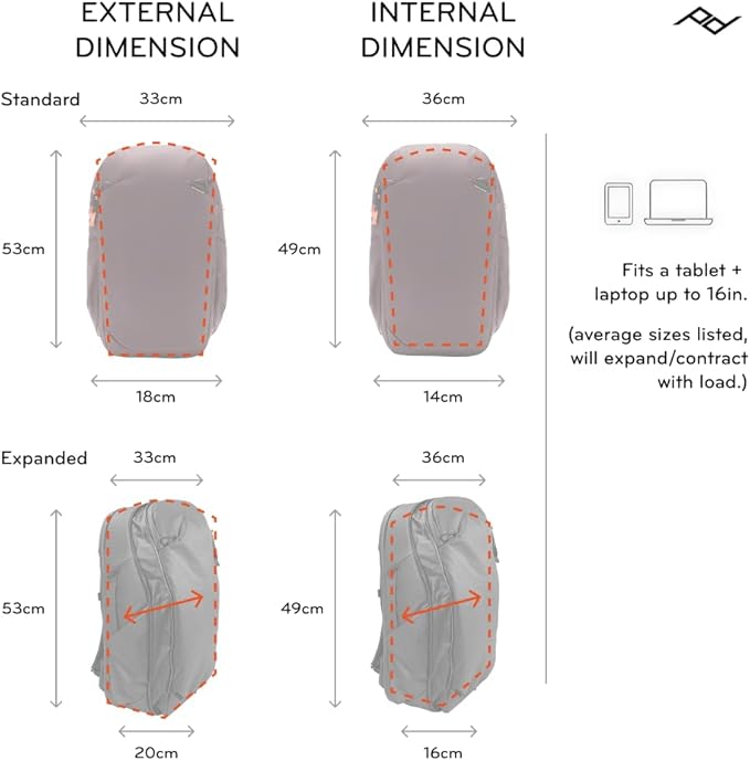 Peak Design Travel Backpack 30L, Eclipse, Expandable 27-33L Design, Rear and Top Access, Weatherproof Shell, Laptop Sleeve, Ideal for Travel or Everyday Carry, Versatile Backpack for Men and Women
