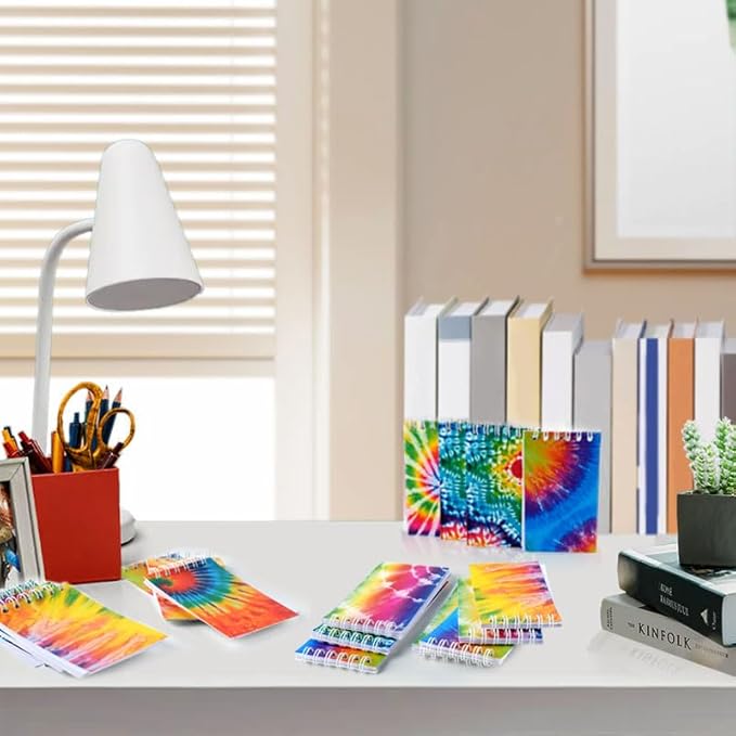 OZIO 48PCS Mini Tie Dye Notepads Tie Dye Party Favors Art Party Spiral Pocket Notebooks Fun Coil Mini Notepads for Kids Teacher Classroom Supplies Bag Fillers Birthday Party Favors, 8 Style
