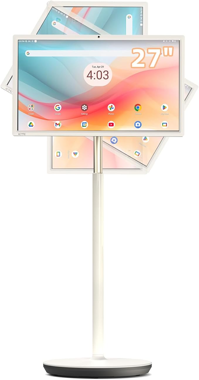 KTC 27 Inch Portable TV Monitor - 1080P Touch Screen Gaming Computer Monitor, 60Hz, Bulit-in Camera, Compatible with Google TV, 4000:1 Contrast, 9500mAh Battery, Tilt/Swivel/Pivot/Height Adjustment