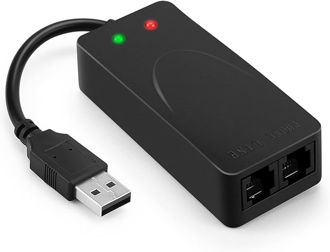 AGPtek External USB 2.0 3 in 1 Data Voice Dial Up Modem 56K V.92 V.90 CX93010 WIN7 Receive Send Fax on Computer with RJ11 Cable