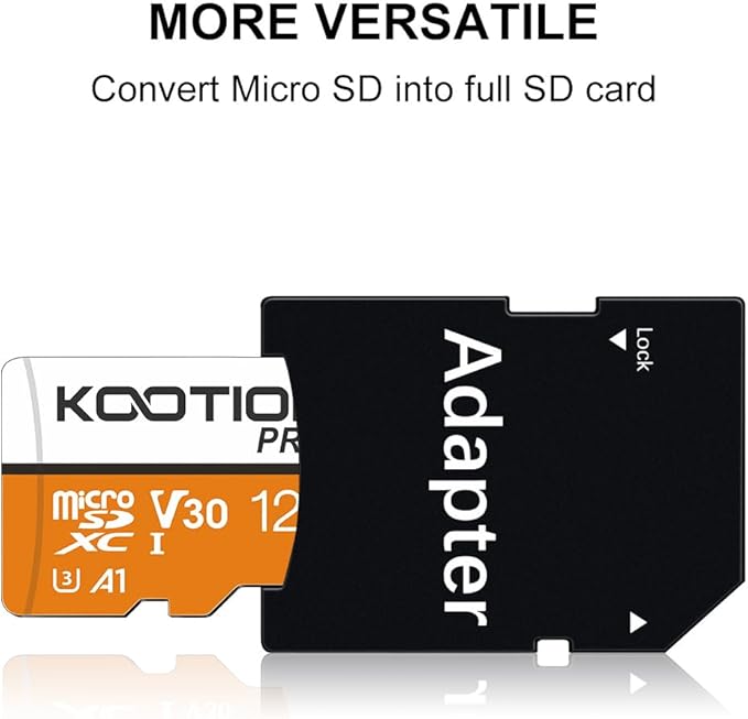 KOOTION 5 Pack Micro SD Cards 128GB, U3 microSDXC Flash Memory Card for 4K Video Recording, A1, V30, Full HD, C10 TF Card with Adapter