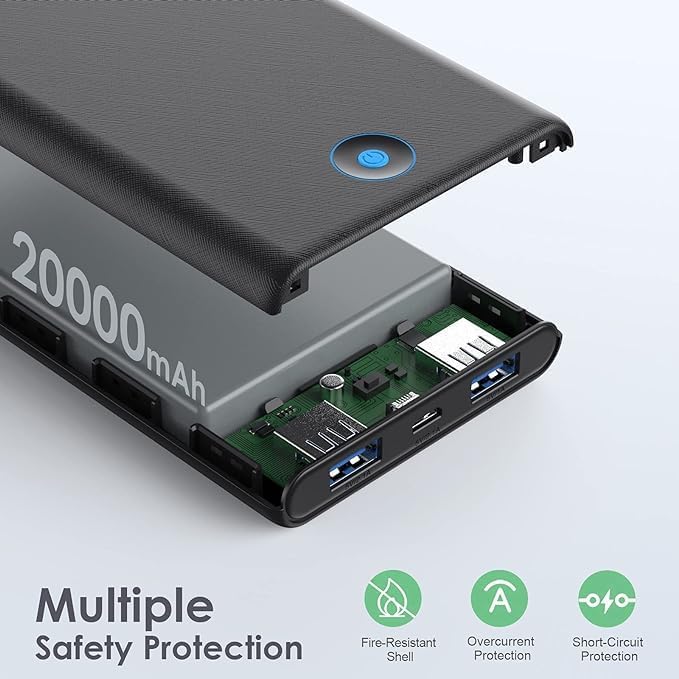 [2 Pack] Portable Charger Power Bank 20000mAh,Ultra Slim Portable Phone Charger with Dual USB Outputs,Backup Charging External Battery Pack Compatible with iPhone 15/14/13/12/11,Android etc-Black+Red