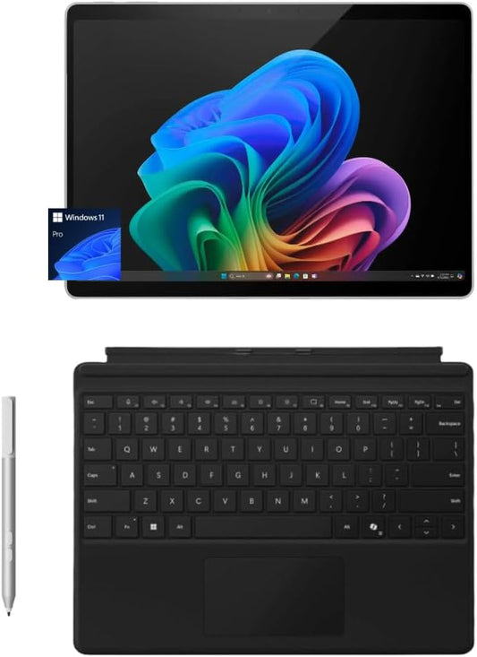 Microsoft Surface Pro 11 Bundle, 2-in-1 Tablet with Pro Keyboard and Surface Pen, Copilot+ PC, 13" Touchscreen OLED, Snapdragon X Elite, 32GB RAM, 1TB SSD, Windows 11 Pro, Platinum