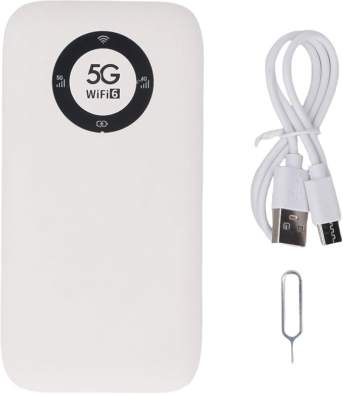 5G Mobile Hotspot, WiFi 6 16 Users Portable Wireless Router with SIM Card Slot and 7100mAh Battery, for Travel Business Outdoor Use (White)
