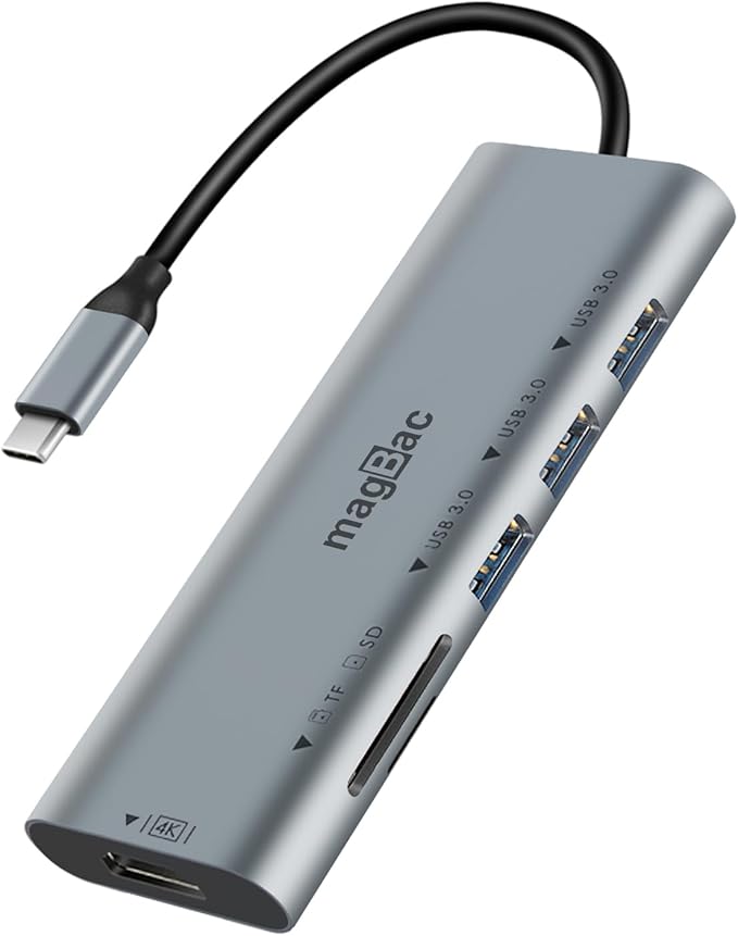 MagBac USB C Docking Station 6-in-1 USB Hub Multiple Adapter with 4K HDMI Display Port, 3 USB A Data Ports, SD/TF Card Slot for HP, Dell, MacBook Pro, Lenovo