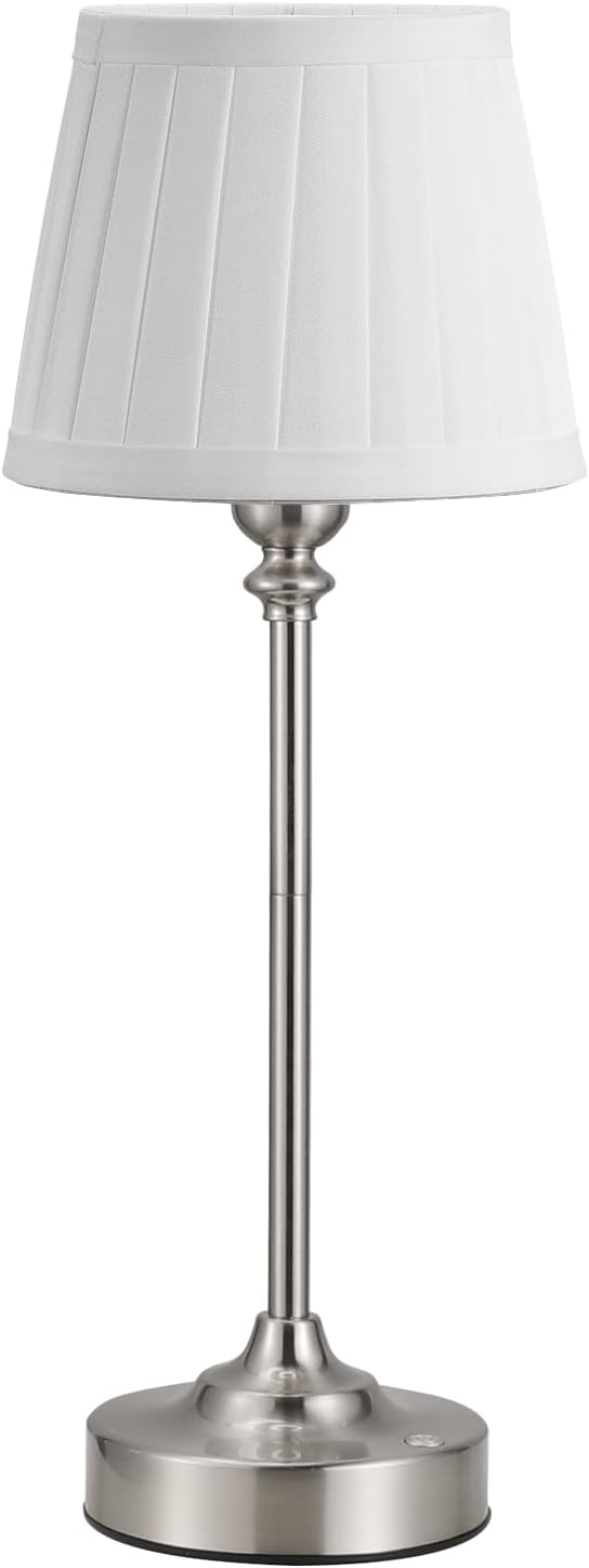 Kakanuo Cordless Table Lamp Rechargeable Silver - 1 Pack 4000mAH Battery Operated Lamp for Decor, 3000K Stepless Dimming Touch Control Wireless Lamp for Bedroom, Dining Table, Counter, Living Room