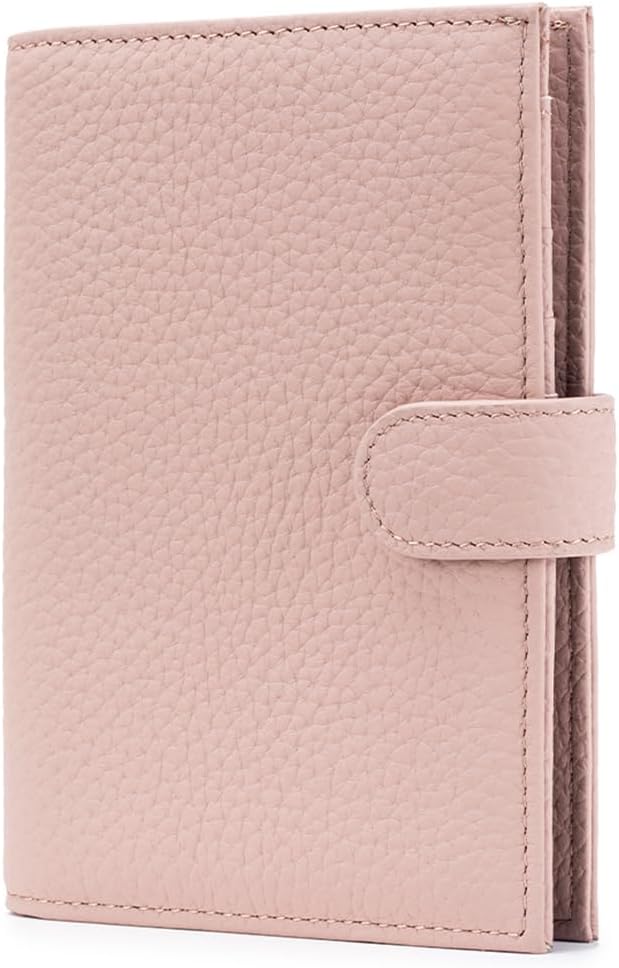 Leather Passport Holder for Travel Women – RFID Blocking Passport Wallet for Women with 1 Passport Slot & 3 Card Slots, Coin Pocket, SIM Card Slot – Slim Travel Organizer Gift (Pink)
