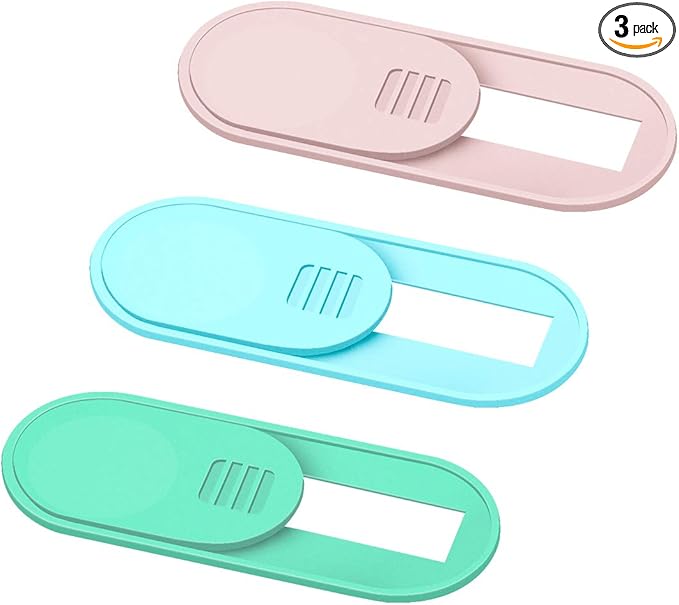 Webcam Cover Slide, Ultra Thin Phone Camera Cover, Camera Cover Blocker for Macbook, iMac, Laptop, Desktop, Pc, iPad, iPhone, Smartphone Protect Your Visual Privacy Security (Pink/Blue/Green-3 Pack)