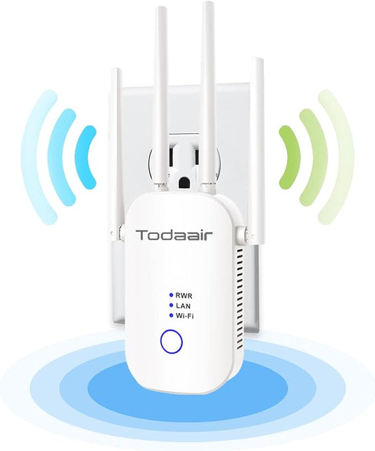 1200Mbps WiFi Range Extender Signal Booster, Covers up to 3500Sq. ft and 35 Devices, 2.4 & 5GHz Dual Band WiFi Repeater with Ethernet/LAN Port