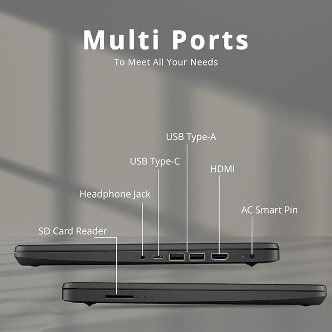 HP 2024 Premium 14" Micro-Edge Portable Laptop Student Business, Intel Quad-Core N4120, 4GB RAM, 192GB (128GB eMMC+ 64GB Card), Webcam, WiFi, Windows 11S + 1 Year Office 365, MarxsolAccessory Black