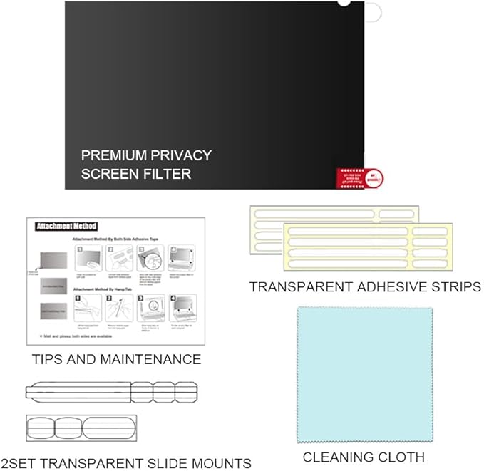 24 Inch - 16:9 Aspect Ratio - Computer Privacy Screen Filter for Widescreen Monitor - Anti-Glare - Protects Eyes from Harmful Glare and Blue Light [WELINC™ Light]