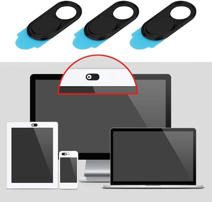 ASHATA 3pcs Metal Camera Lens, Ultra Thin Camera Cover Webcam Cover Blocker Slider for Smartphone Tablet Desktop Laptop(Black)