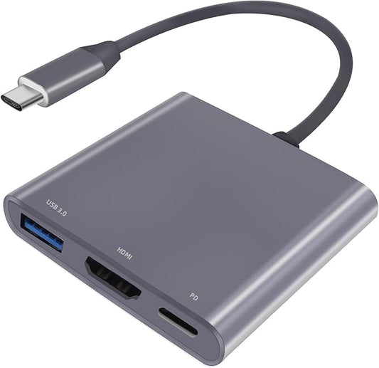 USB C Hub, 4K USB C to HDMI Adapter Multiport AV Converter with 100W PD Output C Port & USBA 3.0 Port Compatible for MacBook Pro/Air, iPad, Tablets, Switch, TV, Monitor and More (Grey)