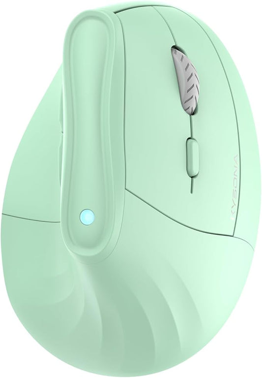 57° Ergonomic Wireless Tower Mouse, Vertical Quiet Ergo Mouse, Bluetooth(BT5.0,BT3.0)&2.4G, (800/1200/2400/2400/4000), 5 Buttons for Windows, macOS, iPadOS, Laptop, PC (Green)