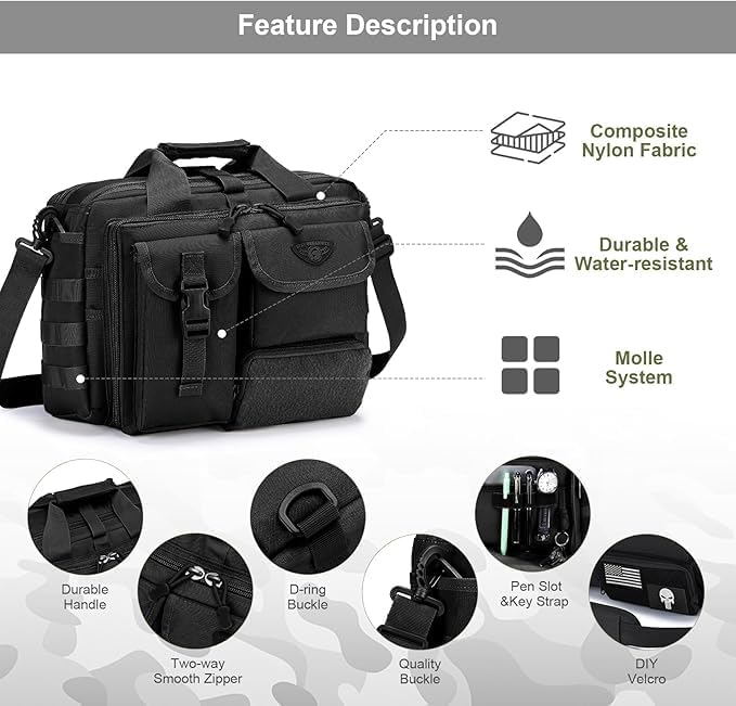 Stypos Tactical Messenger Bag Briefcase for Man Military Laptop Bag 14 Inch/15.6 Inch /17.3 Inch Messenger Shoulder Work Bag