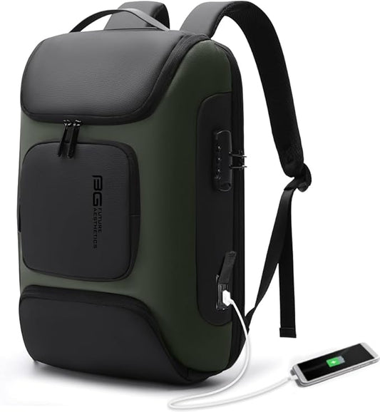 BANGE Business Backpack with USB Charging Port, Anti Theft Laptop Backpacks Fit for 15.6 INCH,Men Travel Backpack with Water Bottle Holder for Men and Women