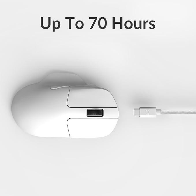 Keychron M7 Wireless Computer Mouse, 26K DPI Optical Computer Mouse, 2.4 GHz/Bluetooth/Wired with Macro Button 63g Lightweight Ergonomic, Up to 70 Hours Worktime for Laptop macOS/Windows - White