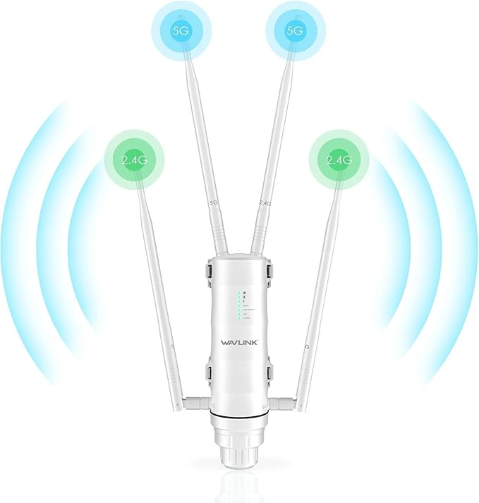 WAVLINK 2025 AC1200 Outdoor Long Range Weatherproof Dual Band WiFi Extender/Wireless Access Point with Outside PoE Powered,Gigabit Port,Supports Router/AP/Repeater Modes for Courtyard,RV,Campsite