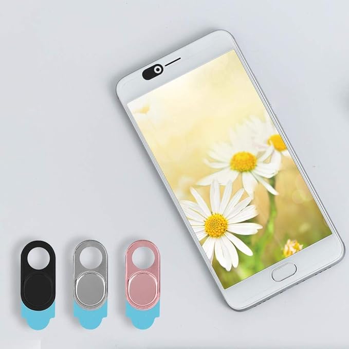 ASHATA 3pcs Metal Camera Lens, Ultra Thin Camera Cover Webcam Cover Blocker Slider for Smartphone Tablet Desktop Laptop(Tricolo