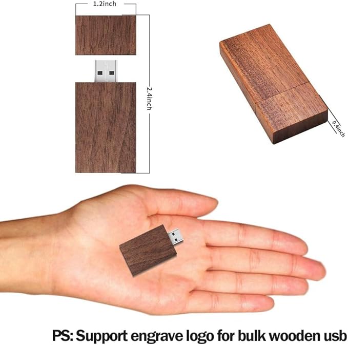 EASTBULL 100-Pack of 8GB Bulk Flash Drives, Wooden USB Flash Drives Walnut Wood Thumb Drive USB 2.0 Memory Stick for Data Storage (8 GB, 100 Units)
