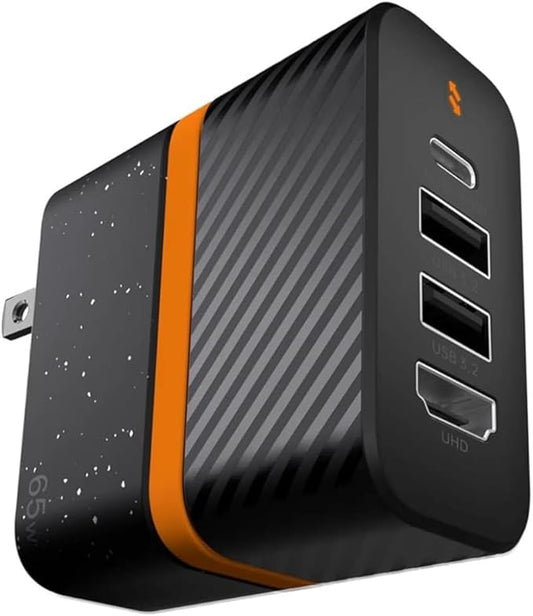 65W GaN USB C Hub Charger, 4-in-1 Multiport Adapter with USB-C PD 3.0, 2 USB 3.2 Ports, 4K HDMI Output for MacBook, iPad, iPhone, Samsung&Steam Deck